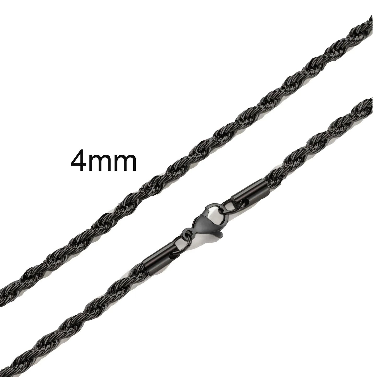Ropes Long Necklace for Men Women,Stainless Steel Minimalist Twist Rope Chain Necklace,Punk Gold Silver Black Color 2 TO 5mm