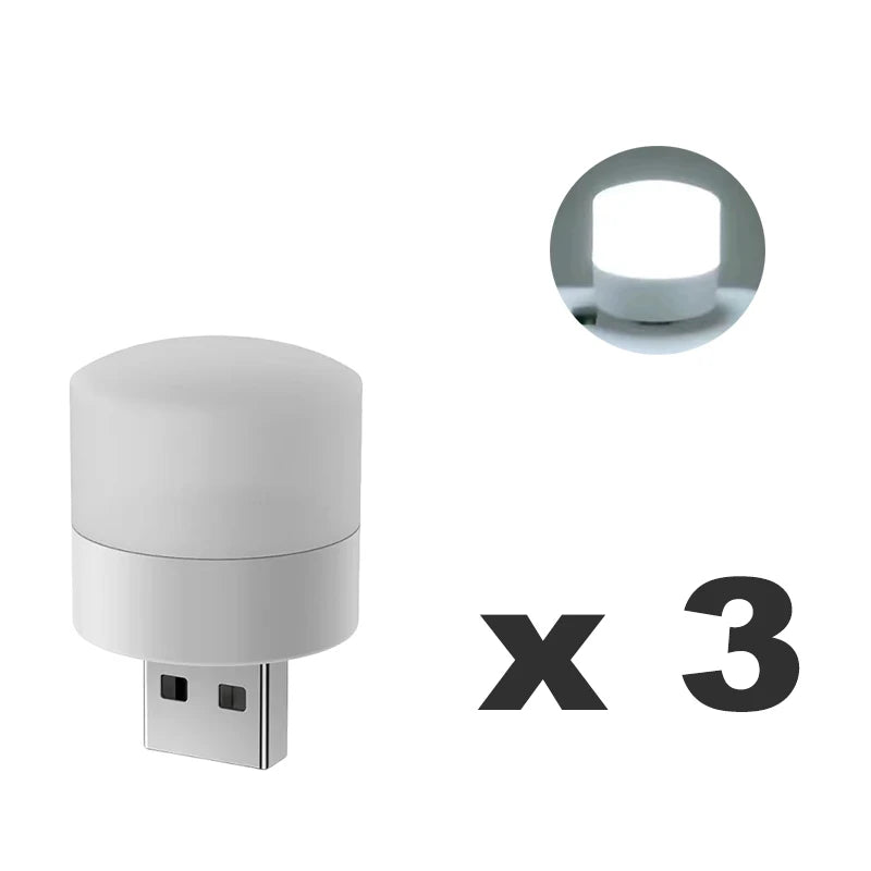 1/20Pcs Mini USB Night Light Warm White Eye Protection Book Reading Light USB Plug Computer Mobile Power Charging LED Night Lamp