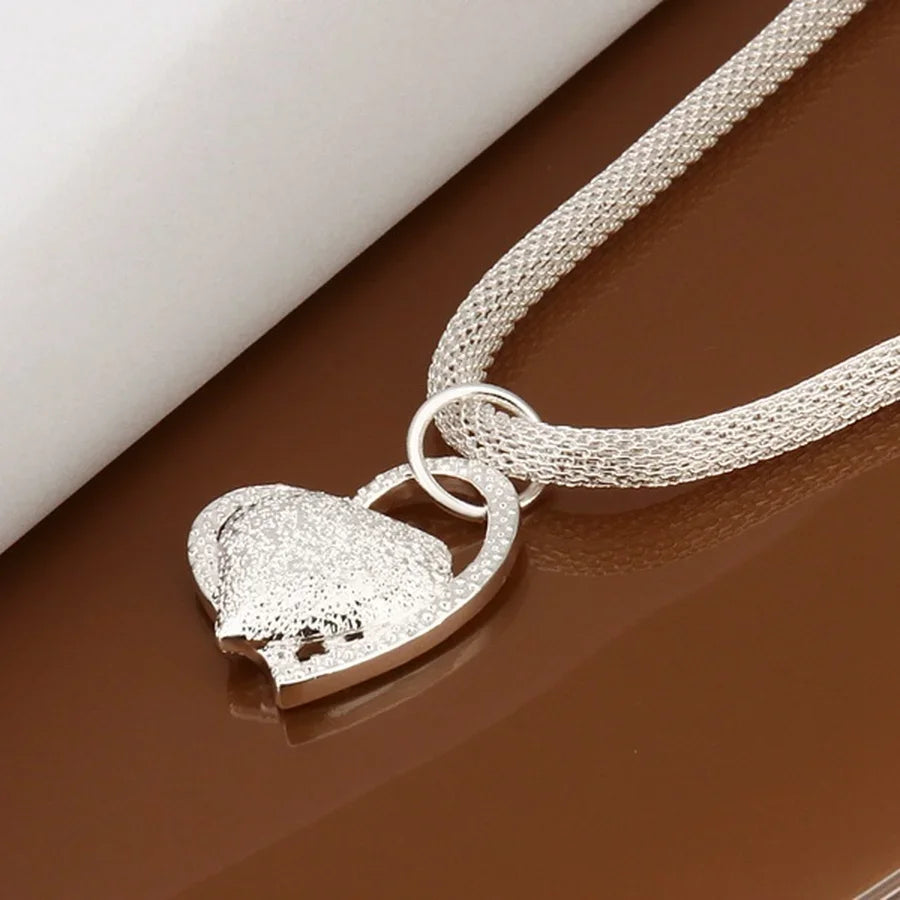 silver Plated gorgeous charm fashion charm heart wedding lady love necklace noble luxury 18 inches Silver jewelry , N270