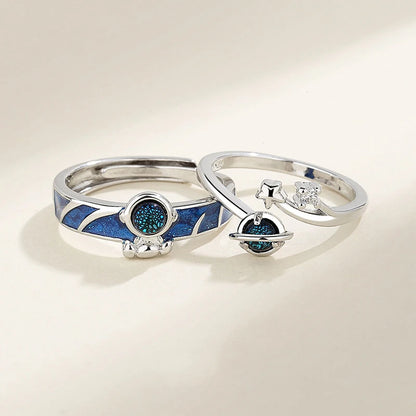 New Simple Couple Rings Silver Color Sun Moon Adjustable Open Ring For Women Men Wedding Fashion Jewelry Gifts