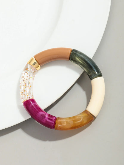 Bohomia Acrylic Design Style Chunky Bamboo Stackable Bracelet for Women Boho Elastic Colorful Tube Beads Braceletes 2024 Jewelry