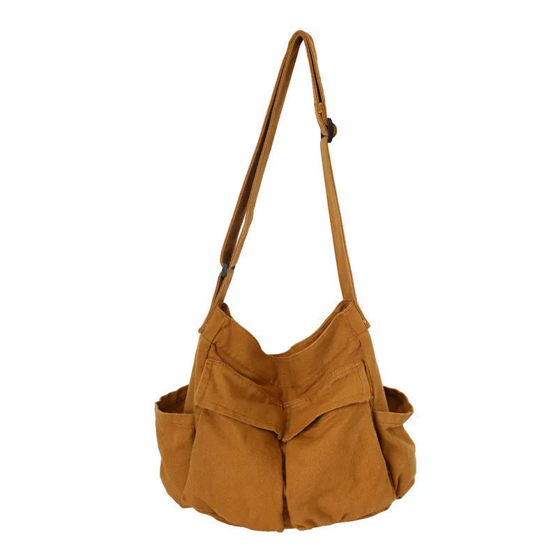 2025 Portable Canvas Shoulder Bag Large Capacity Retro Messenger Bag New Semester Student School Waterproof Messenger Bag