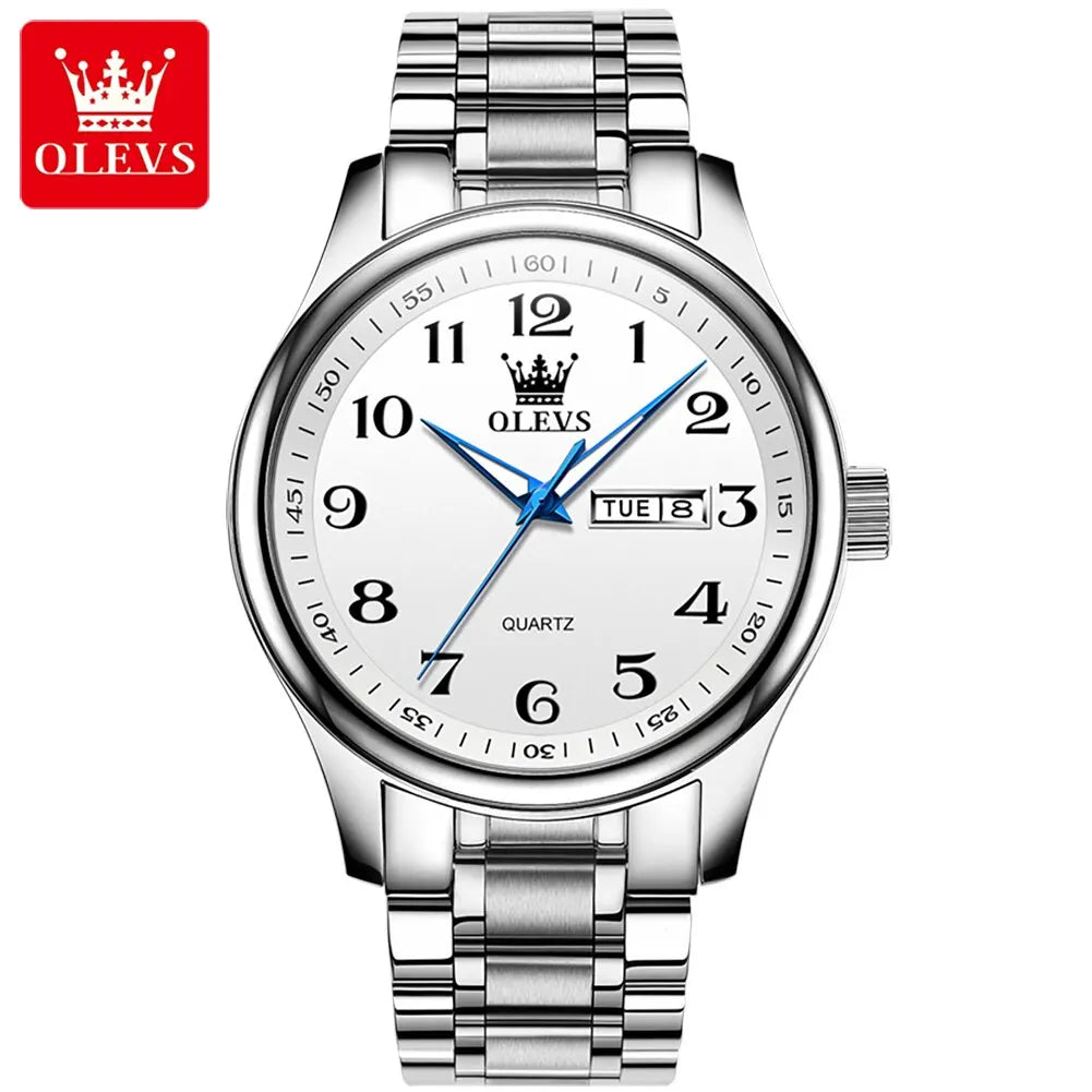 OLEVS Classic Bussiness Quartz Watch for Men Digital Dial Date Week Display Clock Luminous Waterproof Man Gold Wristwatches