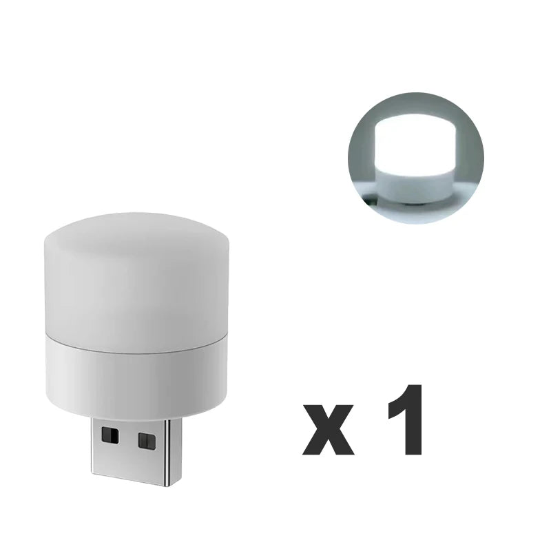 1/20Pcs Mini USB Night Light Warm White Eye Protection Book Reading Light USB Plug Computer Mobile Power Charging LED Night Lamp