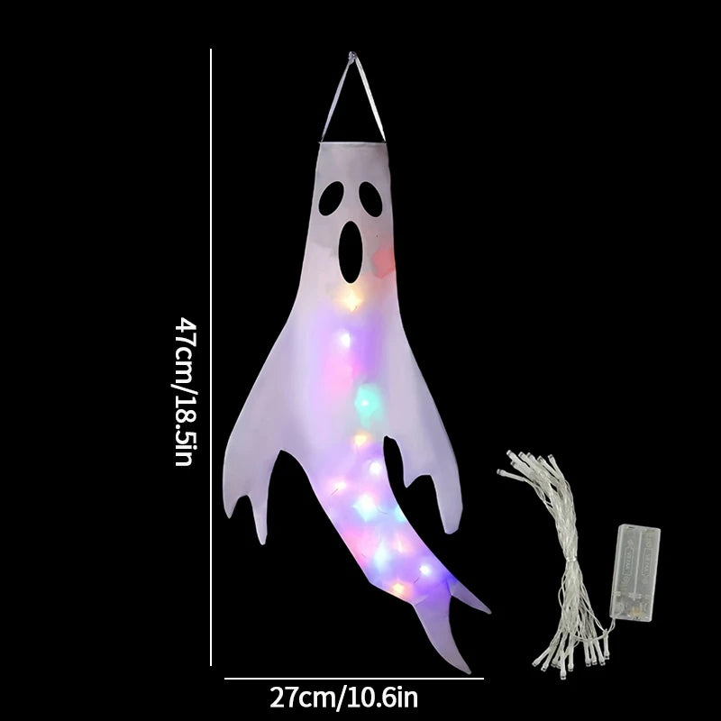 Halloween Floating Ghost Courtyard Hanging Ghost Hung on The Trees Halloween Scary Horror Atmosphere Decor Night Luminous Light
