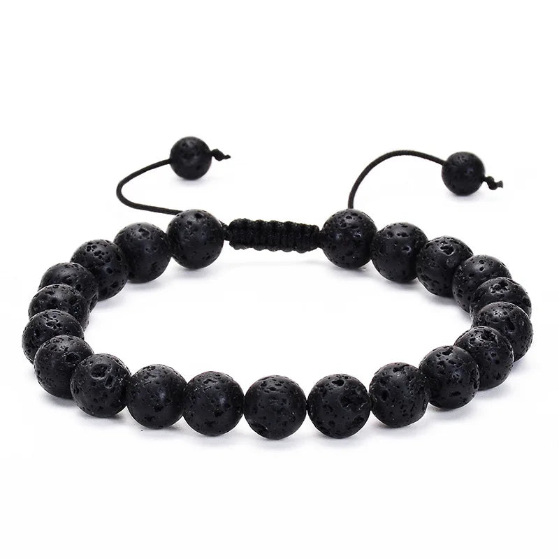 Multiple Style 8mm Natural Tiger Eyes Lava Rock Protection HANDMADE Bracelet Men's Gift