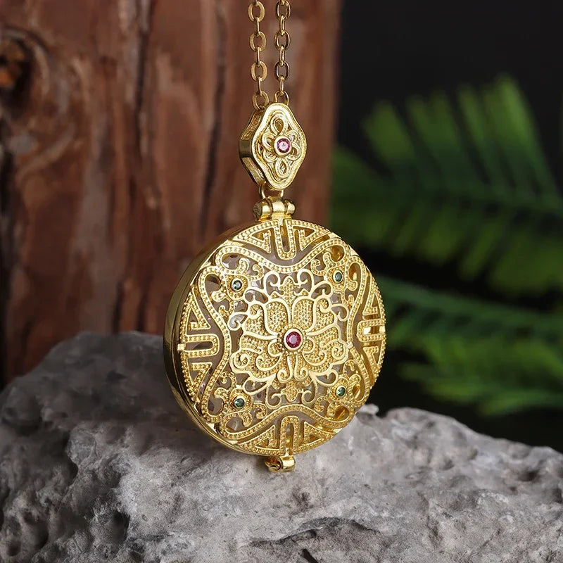 Gawu Box Pendant Can Be Opened Vajra Pestle Six-Character Sutra Zircon Buddha Necklace Male and Female Amulet Jewelry
