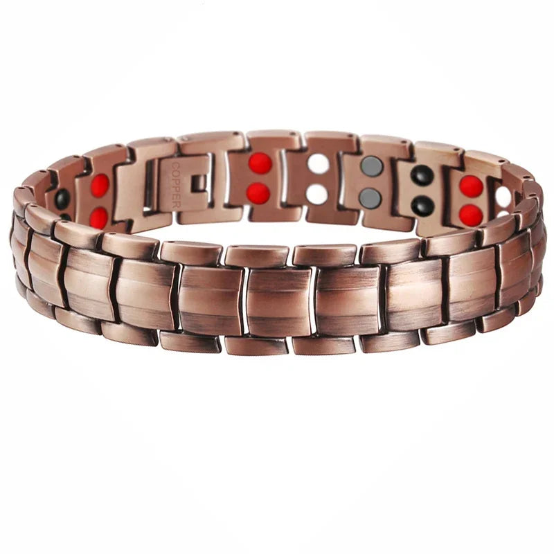Men Pure Copper Bracelet Health Energy Germanium Magnetic Bracelet Vintage Hologram Chain Link Bracelets for Women Arthritis