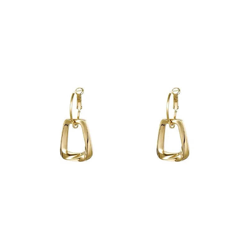 New 2025 Simple Smooth 14K Gold Plated Earrings Women's Dangles Luxury Chunky Earring Hoop Dangles Ins Ladies Gifts for Girls