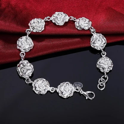 925 Sterling Silver Square Buckle 10MM Side Chain Solid Bracelet for Women Men Charm Party Gift Wedding Fashion Jewelry