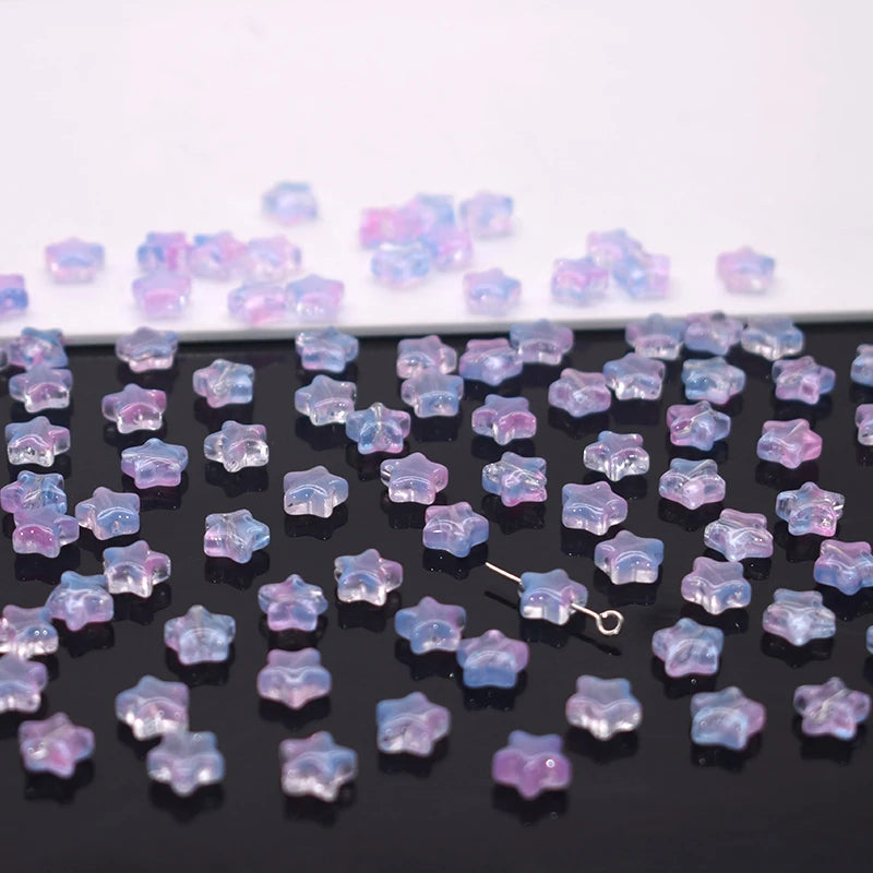 Mixed-color 8mm 60pcs Star Beads Czech Glass Loose Spacer Beads Handmade Diy Accessories Jewelry Making Necklace Earrings