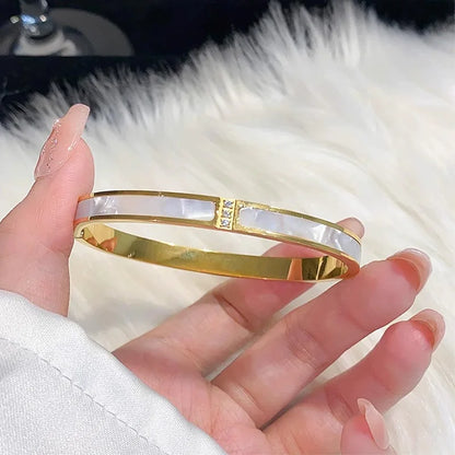 Luxury Gold Plated Bangles Jewelry Women's Hand Bracelet Stainless Steel Bangle Gifts for Women Fashion Accessories Mother's Day