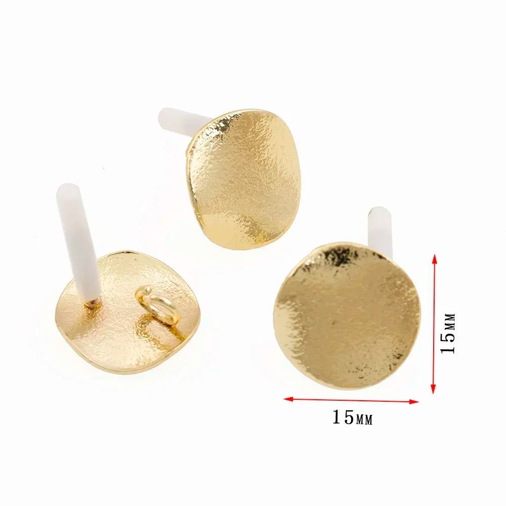 10pcs/set DIY Stainless Steel Earrings Connectors Round Irregular Gold Color Earrings Back Earrings Setting for Jewelry Making