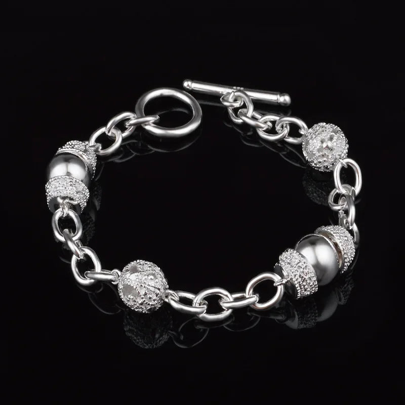 Creative Twist Circle Chain Women Men Silver Plated Bracelets New High 925quality Fashion Jewelry Christmas Gifts H070
