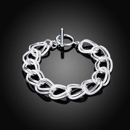 925 Sterling Silver Square Buckle 10MM Side Chain Solid Bracelet for Women Men Charm Party Gift Wedding Fashion Jewelry