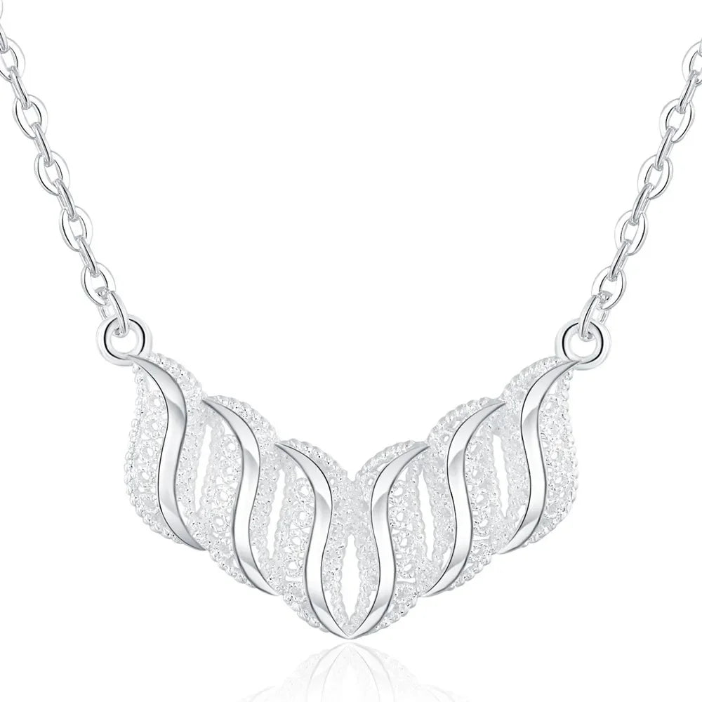 silver Plated gorgeous charm fashion charm heart wedding lady love necklace noble luxury 18 inches Silver jewelry , N270