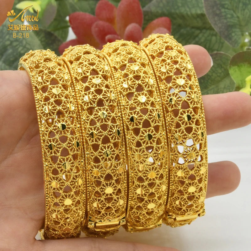ANIID Dubai 24K Gold Plated Jewelry Bangle Wedding Party Gifts Arabic Women Braclets Indian Bangle Charm Bracelets Wholesale