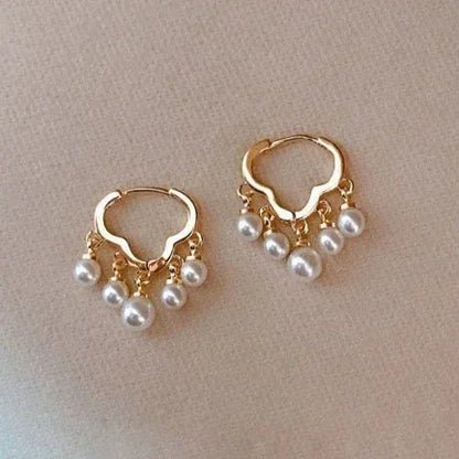 Real 925 Sterling Silver 14K Gold Cloud Pearl Tassel Pendant Hoop Earrings for Women Cute Fine Jewelry Light Luxury Accessories