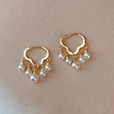 Real 925 Sterling Silver 14K Gold Cloud Pearl Tassel Pendant Hoop Earrings for Women Cute Fine Jewelry Light Luxury Accessories