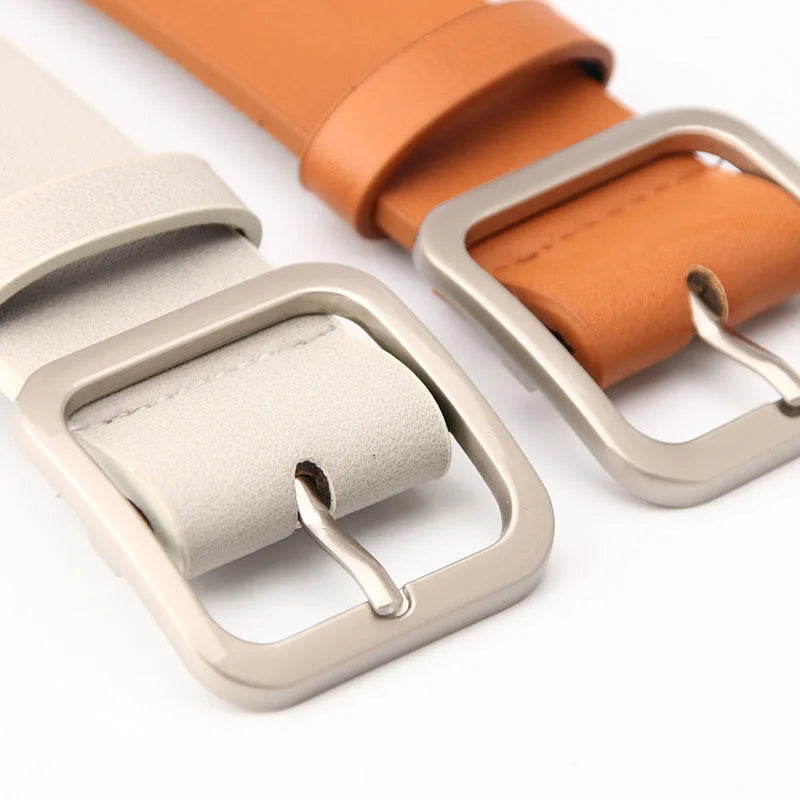 3.5x105cm Women's Belt Soft PU Leather Belt Square Pin Buckle Jeans Belt Korean Version Chic Ladies Vintage Female Waistband