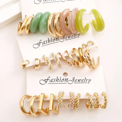 18 Pcs New Fashion Colorful Earrings Set For Women Boho Butterfly Gold Silver Color Pearl Circle Dangle Earrings Jewelry Gifts
