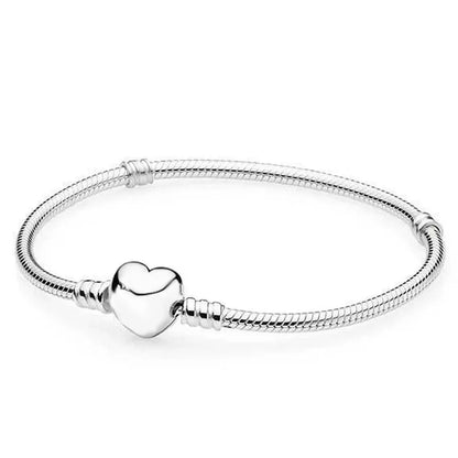 Sterling Silver 925 Original Pineapple Heart Flower Zircon Bracelet Suitable For DIY Charm Birthday Jewelry Gifts