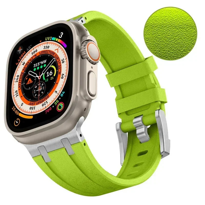 AP Liquid Silicone Strap For Apple Watch Ultra 3/2 49mm 11-10 46mm Stone pattern Bracelet Band iWatch 9 8 7 6 SE3 45mm 44mm Belt