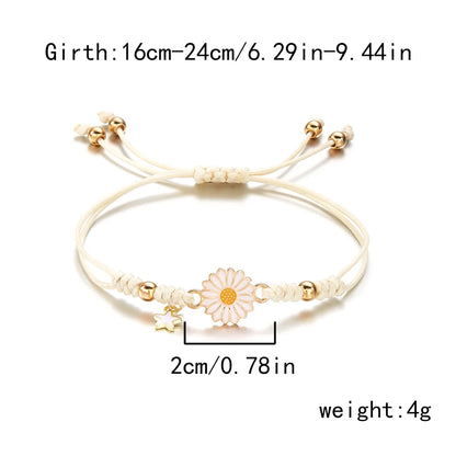 Simple Lucky Knot Sunflower Bracelets for Girls Kids Trendy Handmade Braided Colorful Daisy Flower Bracelet Friendship Gifts