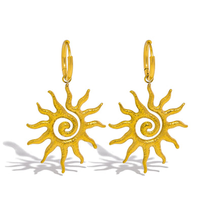 Spiral Sun Pendant Necklace for Women - 18K Gold Plated Hypoallergenic Stainless Steel, Daily Wear & Boho Gift Ideas Jewelry