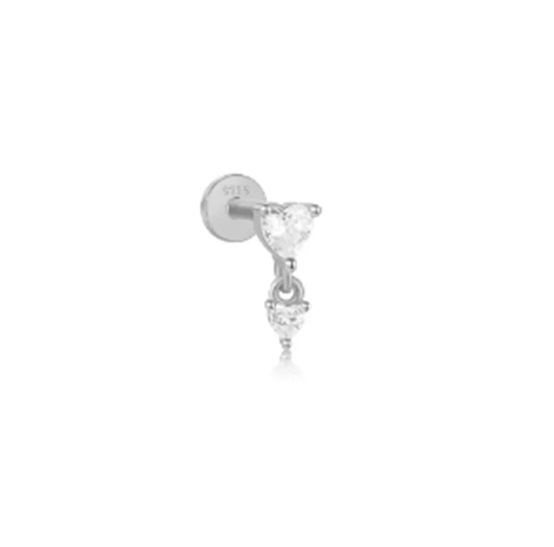 Aide 1pc 925 Sterling Silver Mini Zircon Thick Flat Screw Back Drop Earrings For Women K Gold Piercing Stud Earrings Jewelry
