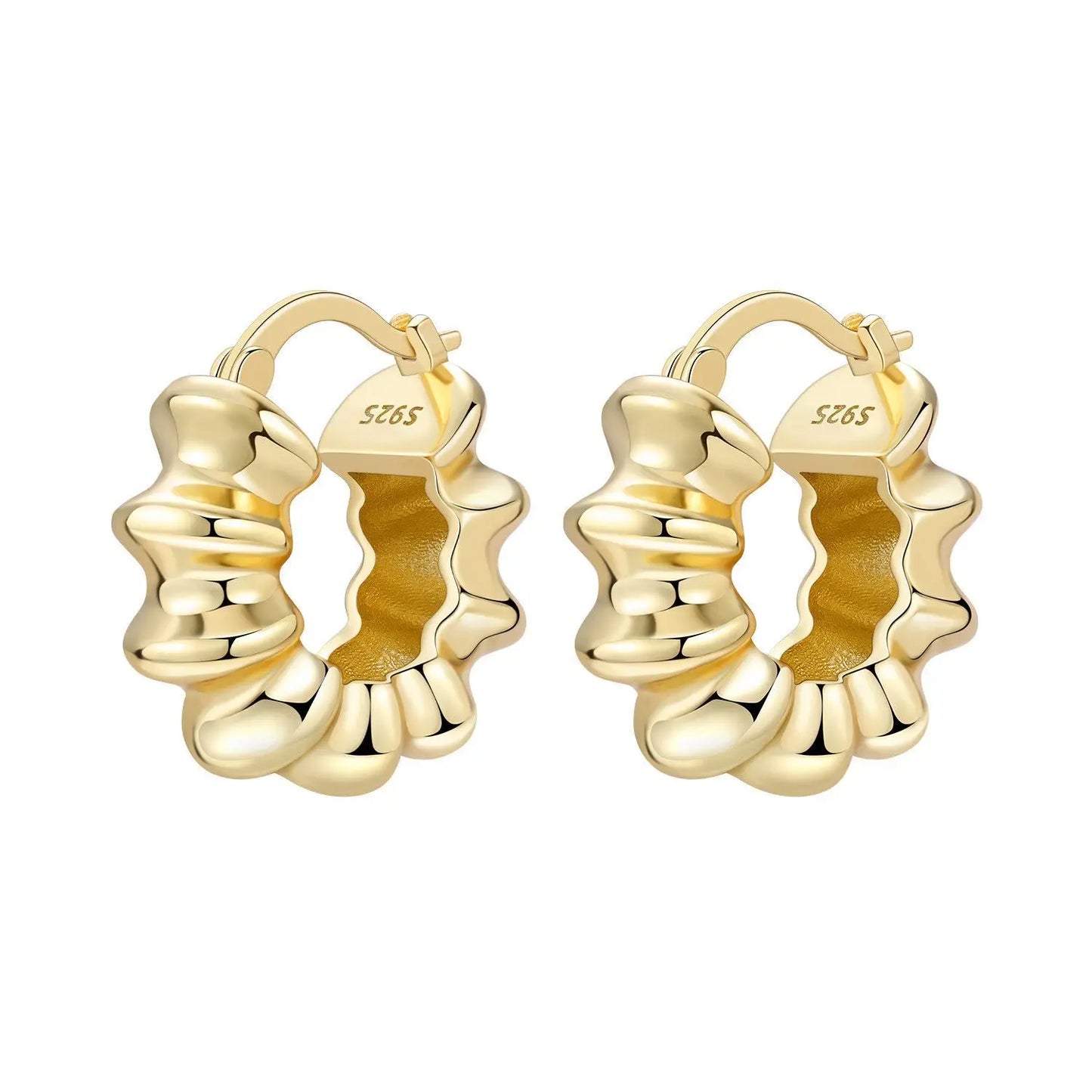 Original 2025 S925 Sterling Silver Zircon 18K Gold Lining Vintage Hoop Earrings for Women Birthday Party Wedding Gift Jewellery
