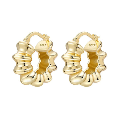 Original 2025 S925 Sterling Silver Zircon 18K Gold Lining Vintage Hoop Earrings for Women Birthday Party Wedding Gift Jewellery