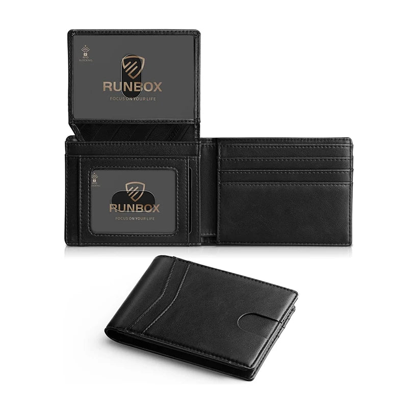 Men's Wallet Ultra Thin Rfid Leather with ID Window Multi Card Carbon Fiber Wallet