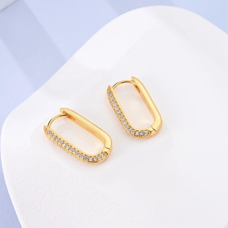 925 Sterling Silver Luxury Gold Rose Gold Color Large Double Circle Hoop Earrings Women Geometry Zircon Earrings Fine Jewelry