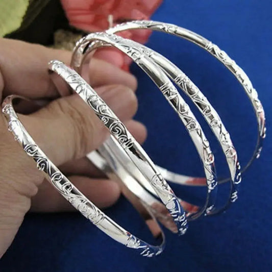 5Pcs/Set Simple Carving Flower Pattern Cuff Bracelet Bangle Sets For Women Accessories Pulsera Amuleto Trendy Fashion Jewel