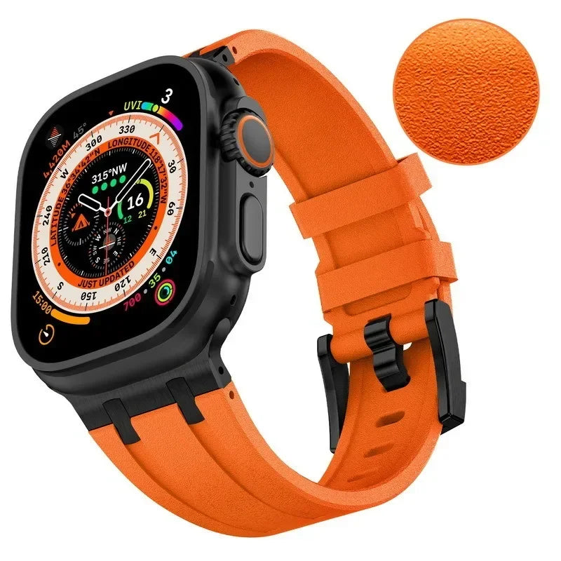 AP Liquid Silicone Strap For Apple Watch Ultra 3/2 49mm 11-10 46mm Stone pattern Bracelet Band iWatch 9 8 7 6 SE3 45mm 44mm Belt