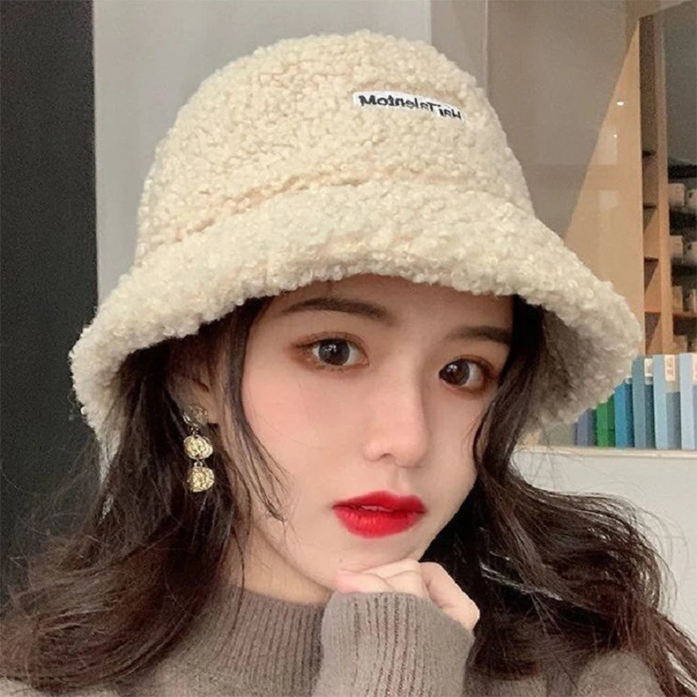 Trendy Fashion Fleece Bucket Hat Winter Warm Cold Resistant Fisherman Cap Sunshade Unisex Men Women Outdoor Headwear