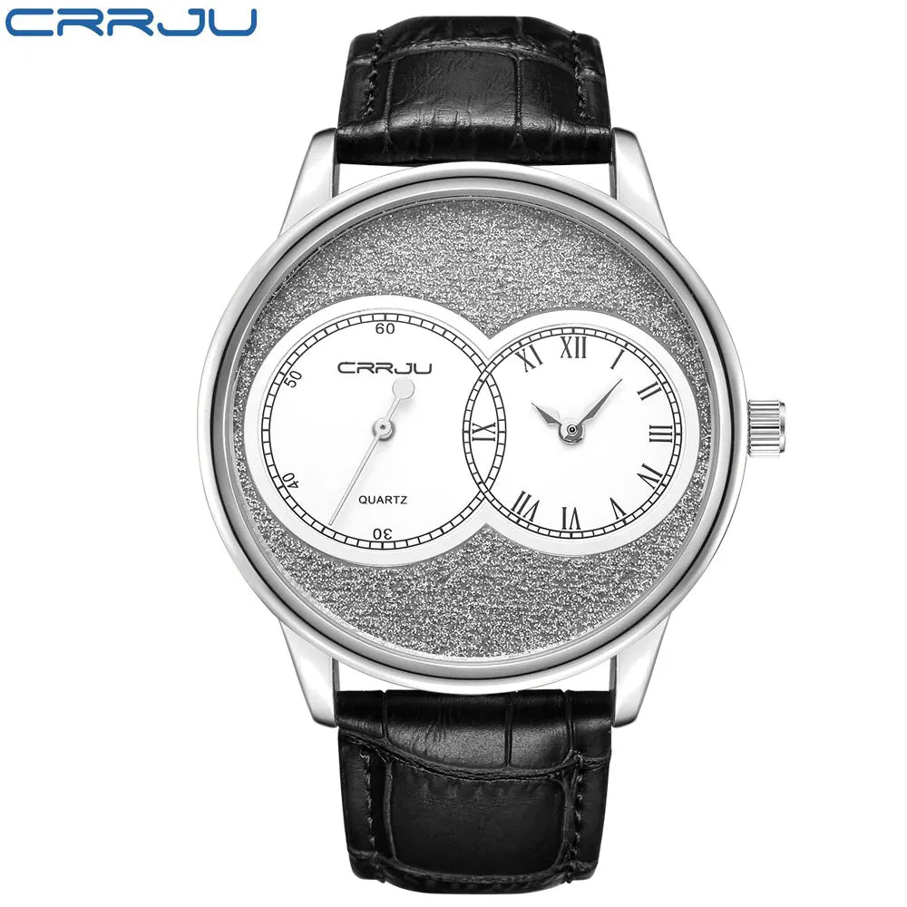 CRRJU New Casual Minimalista Quartz Men's Watches with Leather Strap Simple Luminous Hands Male Clock