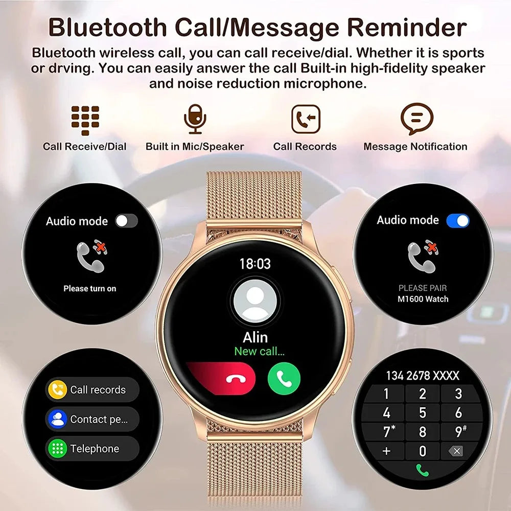 Fashion New Bluetooth Call Smartwatch Women Custom Dial Watches Men Sport Fitness Tracker Heart Rate Multifunction Smartwatches