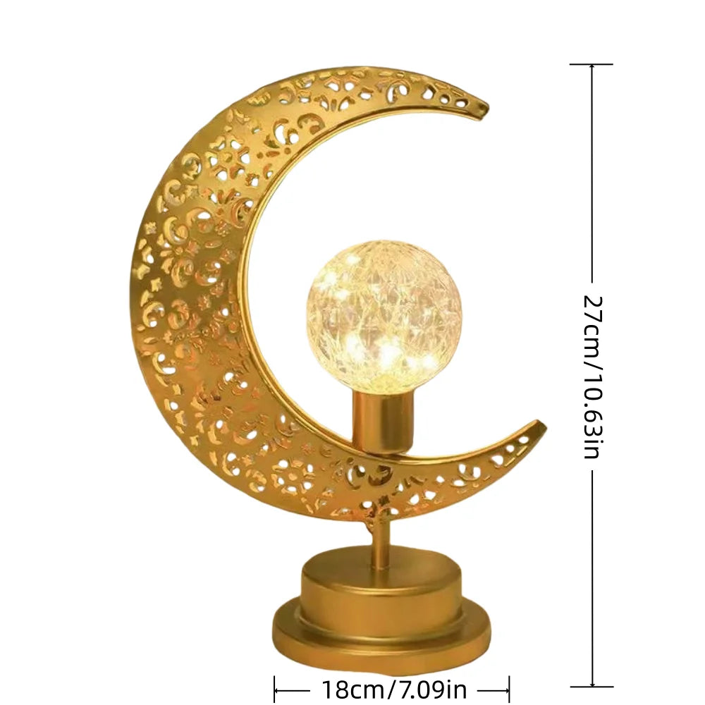 1PC LED Star & Moon Decorative Table Lamp,Powered by 3AA Batteries,Excluding Batteries, Ramadan Desktop Modeling Lamp