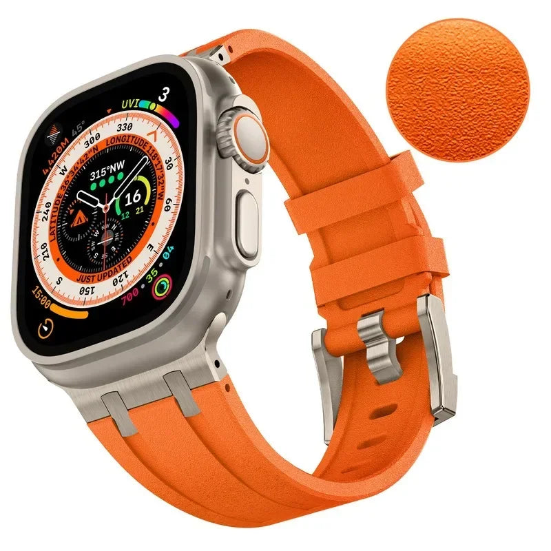 AP Liquid Silicone Strap For Apple Watch Ultra 3/2 49mm 11-10 46mm Stone pattern Bracelet Band iWatch 9 8 7 6 SE3 45mm 44mm Belt