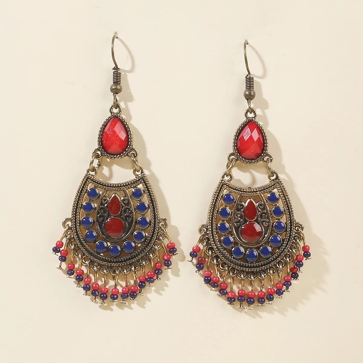 2pcs Bohemian style long tassel rice beads women's pendant earrings vacation personalized accessories