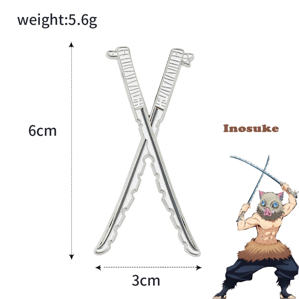 Anime Demon Slayer Brooch Enamel Kimetsu no Yaiba Sword Pins Weapon Badge Fans Cosplay Souvenir Props Backpack Jewelry Gift