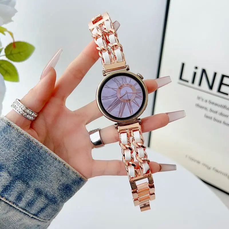 18mm Metal Strap for Huawei Watch GT5 41mm Gt 4 41mm Bands Stylish Leather Bracelet for Huawei Gt 5pro 42mm Women Metal Correa
