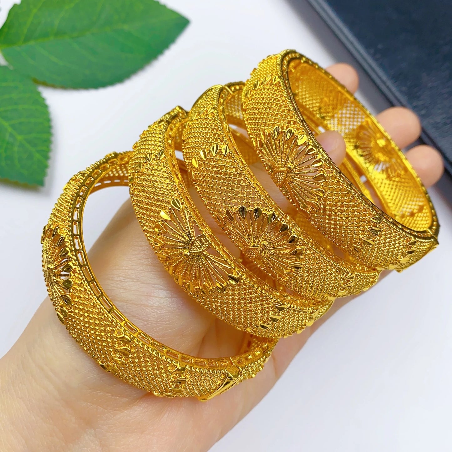 XUHUANG African Gold Color Bangles For Women Indian Middle Eastern Nigerian Wedding Luxury Plated Jewellery Brazilian Bangles