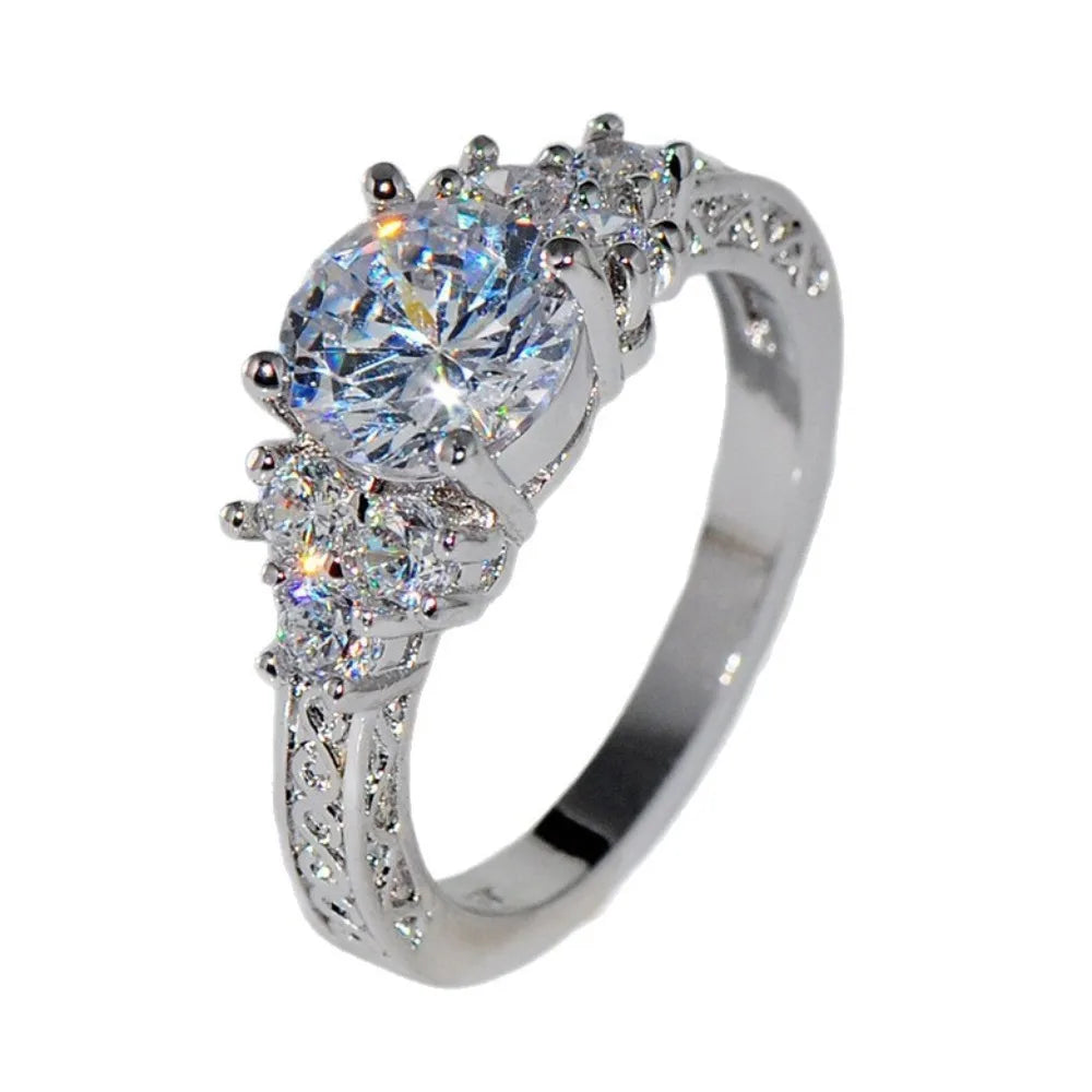 Temperament Luxury Dazzling Eight Hearts Eight Arrows Zircon Rings for Woman Exquisite Wedding Bride Anniversary Gift Jewelry