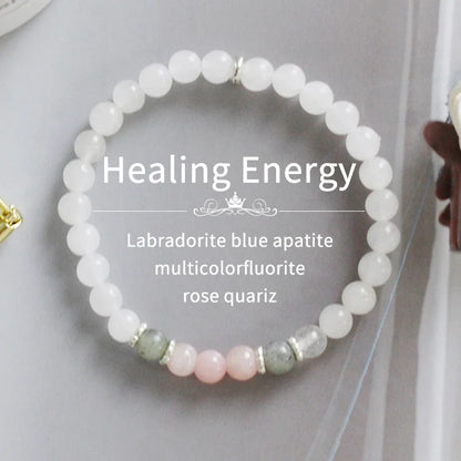 1pc/Moonstone, Labradorite and Rose Quartz Bracelet Calm, Spiritual, New Beginnings, Positive Energy, Protection Stress Relief