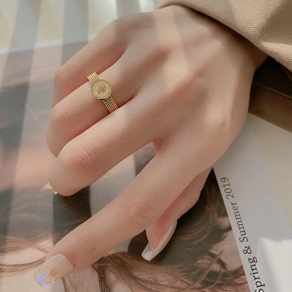 2025 New Creative Beauty Head Portrait Gold colour Titanium Steel Rings For Woman Gothic Jewelry Party Girl's Unusual Ring Stude