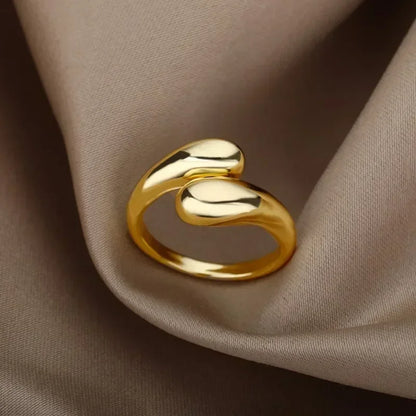 925 Sterling Silver Smooth Water Drop Rings For Woman 18K Gold Open Ring Wedding Couple Rings Aesthetic Jewelry Gift