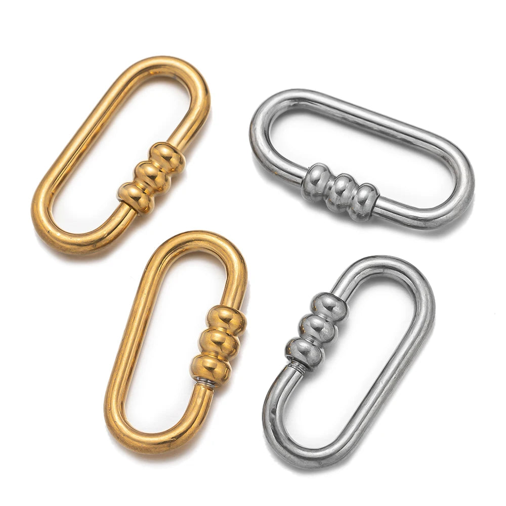 5pcs Gold Stainless Steel Heart Screw Carabiner Lock Connector Fastener Clip For DIY Necklaces Keychain Jewelry Making Supplies